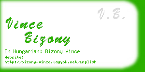 vince bizony business card